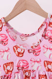Pink bow baseball bamboo jumpsuit