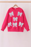 Magenta bow sequin mom&me sweatshirt