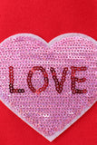 Red heart love smile sequin fleece mom&me sweatshrit