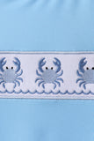 Blue crab embroidery one-piece swimsuit