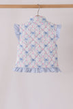 Sky floral bow ruffle vest