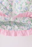 Pink floral ruffle vest