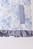 Blue floral ruffle vest