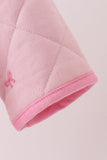Pink corduroy bow embroidery ruffle jacket