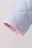 Blue corduroy bow embroidery ruffle jacket