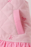 Pink corduroy bow embroidery ruffle vest