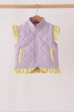 Purple corduroy bow embroidery ruffle vest