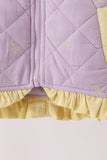 Purple corduroy bow embroidery ruffle vest