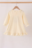 Cream Football French Knot Ruffle Dress