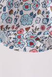 Blue floral smocked ruffle bubble