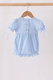 Blue Floral Smocked Lace Bubble