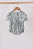 Sage Floral Blessed Smocked Ruffle Bubble