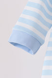 Blue Football Embroidery Stripe Romper