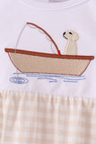 Khaki Puppy Fishing Embroidery Bubble