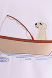 Khaki Puppy Fishing Embroidery Pants Set