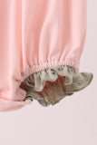 Pink pumpkin bow applique ruffle bubble