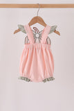 Pink pumpkin bow applique ruffle bubble