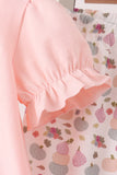 Pink pumpkin bow applique ruffle pants set