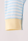 Blue airplane embroidery stripe romper