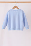 Blue football sequin mom&me top