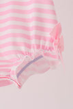 Pink football sequin stripe ruffle bubble