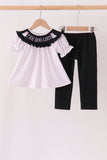 Black Ghost Embroidery Pants Set