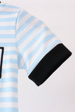 Blue Ghost Embroidery Stripe Romper