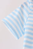 Blue Ghost Embroidery Stripe Top