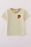 Green pinecone embroidery stripe top