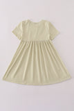 Pinecone embroidery stripe dress