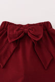 Maroon Mississippi embroidery bow skorts set