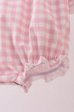 Pink plaid print turkey embroidery girl bubble