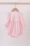 Pink plaid print turkey embroidery girl bubble