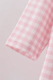 Pink plaid print turkey embroidery girl set