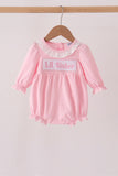 Pink Lil sister embroidery ruffle bubble