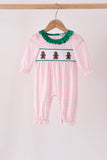 Pink Plaid Gingerbread Embroidery Ruffle Romper