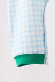Blue Plaid Gingerbread Embroidery Romper