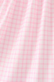 Pink Plaid Gingerbread Embroidery Ruffle Dress