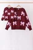 Wine bow sequin mom&me top