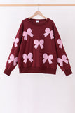 Wine bow sequin mom&me top