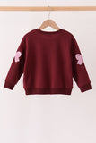 Wine bow sequin mom&me top