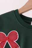 Forest bow sequin mom&me top
