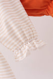 Cream turkey pumpkin embroidery ruffle bloomer set