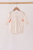 Cream turkey pumpkin embroidery bow bubble