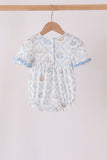 Blue pumpkin embroidery ruffle bubble