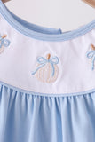 Blue pumpkin embroidery ruffle bloomer set