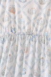 Blue pumpkin ruffle mom dress