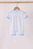 Blue stripe spider embroidery romper