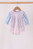 Pink floral bow 2pc bubble set