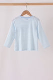 Blue turkey embroidery stripe top